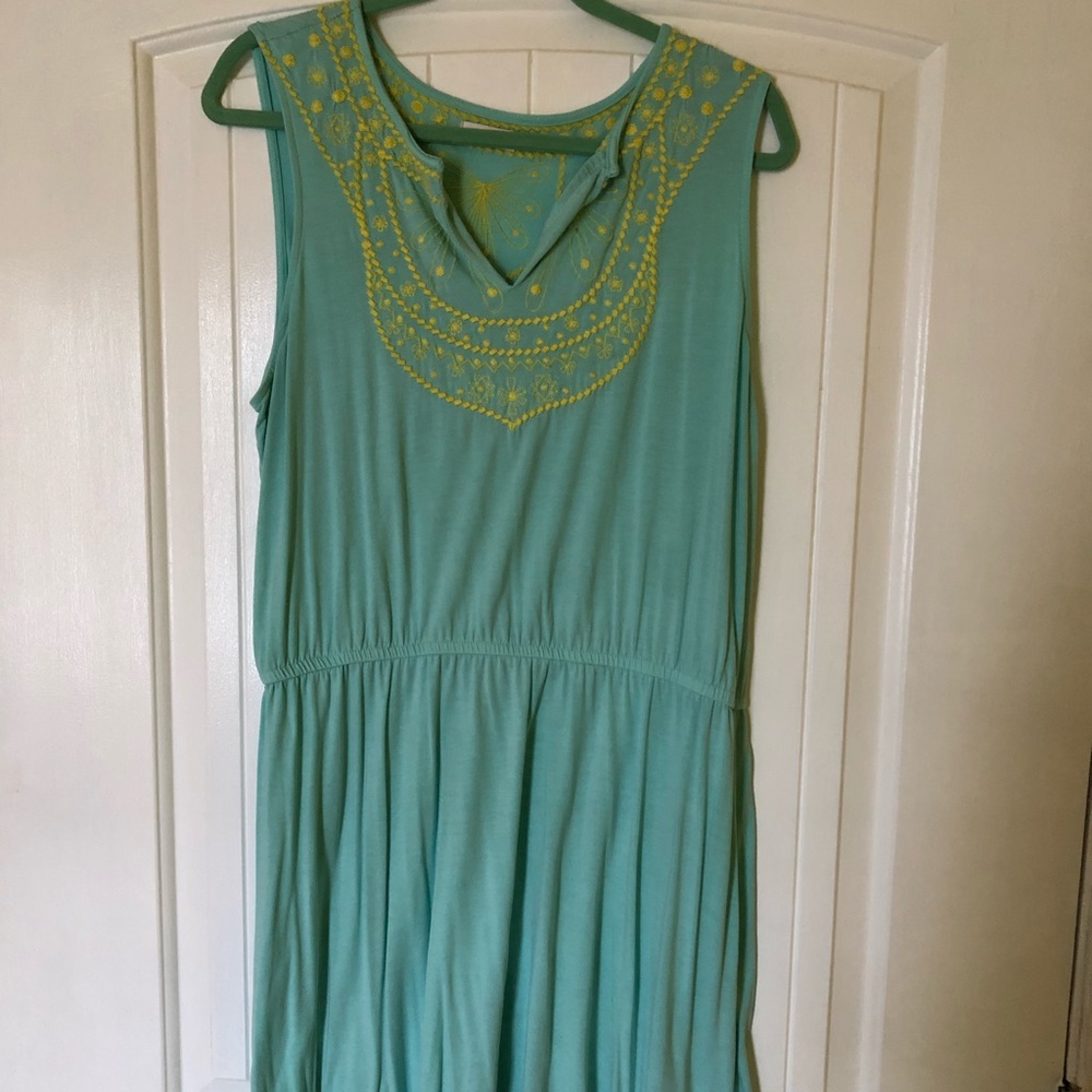 Aqua & yellow dress
